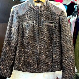 Chicos Killina Chocolate zip twist jacket